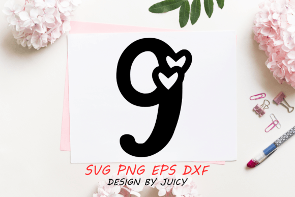 Number with Hearts 9 Svg: A Designer's Review for Embroidery